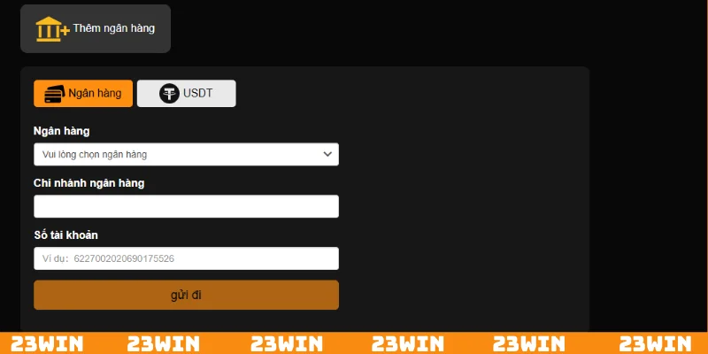 Điền thông tin rút tiền để hoàn toàn nhanh chóng