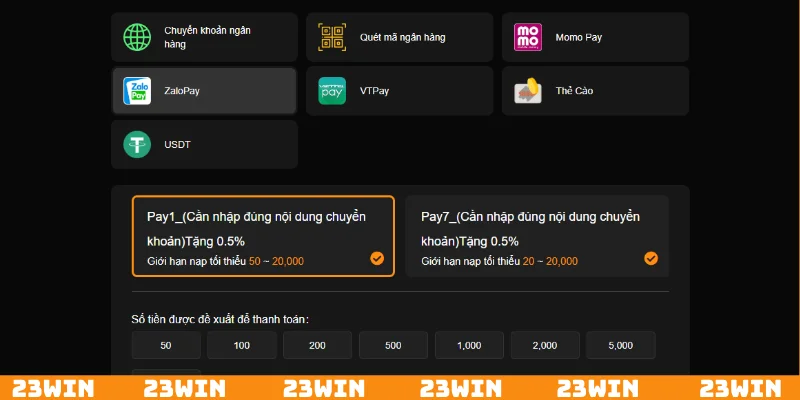Hỗ trợ nạp rút tiền thông qua công nghệ tự động