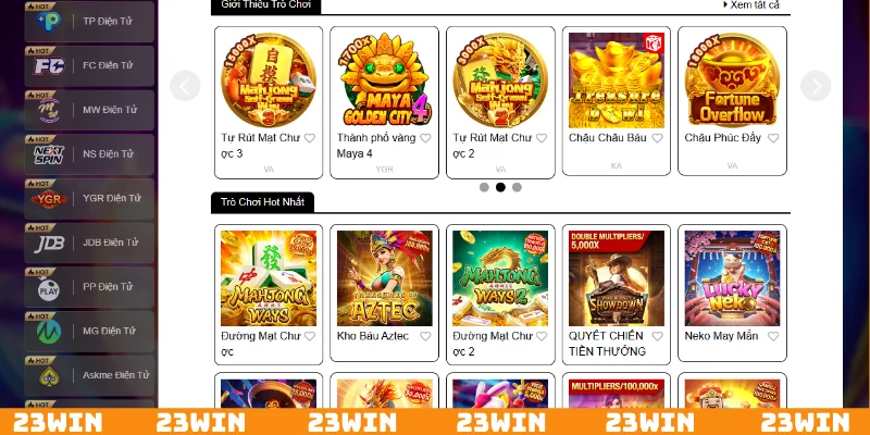 Nhà cái cung cấp danh mục slots 23Win uy tín
